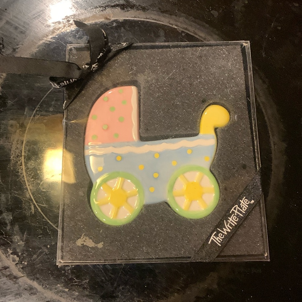 The Write Plate Baby Carriage Ceramic Topper Brand  New Factory Sealed